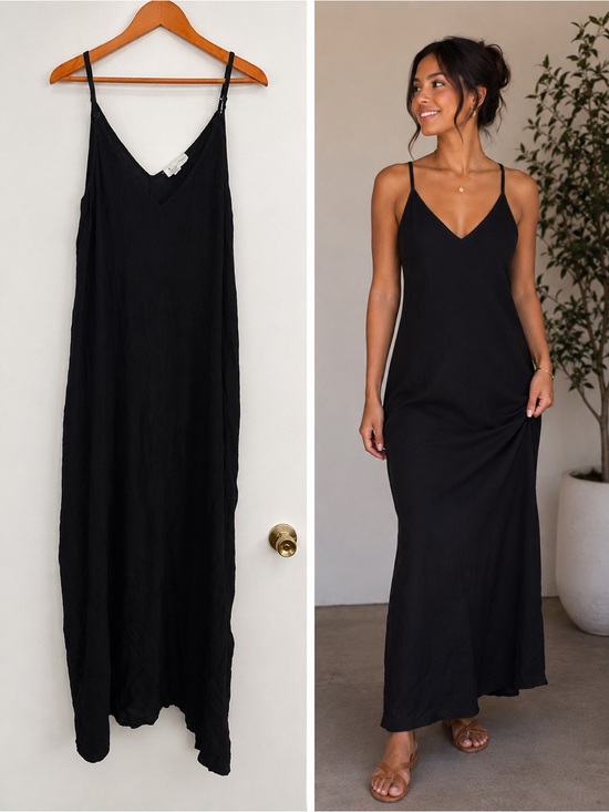 Treasure & Bond Dresses & Skirts - Treasure & Bond Black V-Neck Maxi Slip Dress. 2X